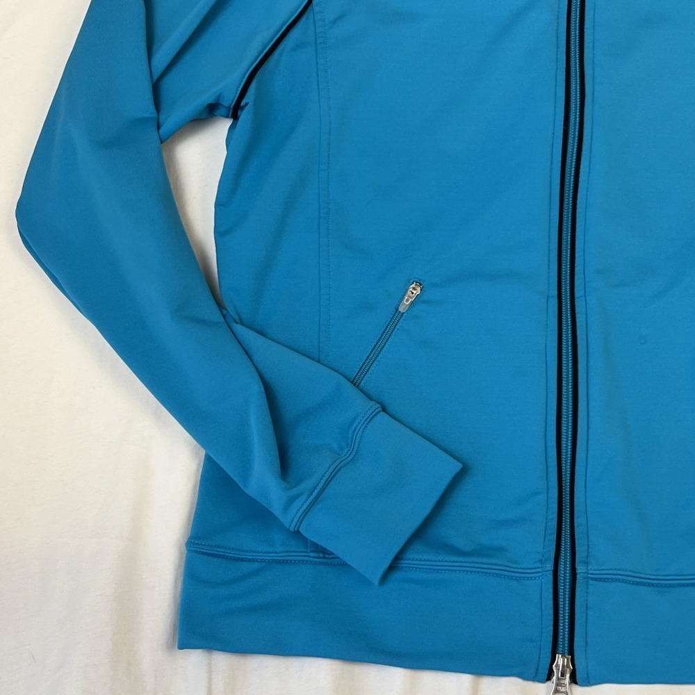 Nike Womens Track Jacket Cyan Blue Full Zip Raglan Sleeve Mock Neck Medium - Picture 4 of 9